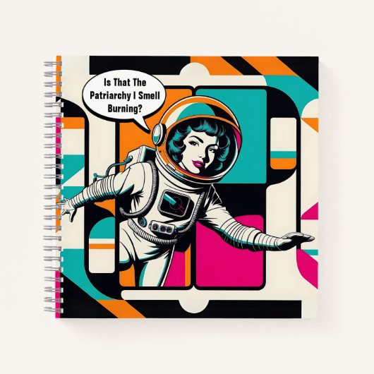 Pop Art Female Astronaut Spirituosen Notebook Notizblock (Vorderseite)