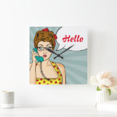 Pop Art Female Quadratische Wanduhr (Zuhause)