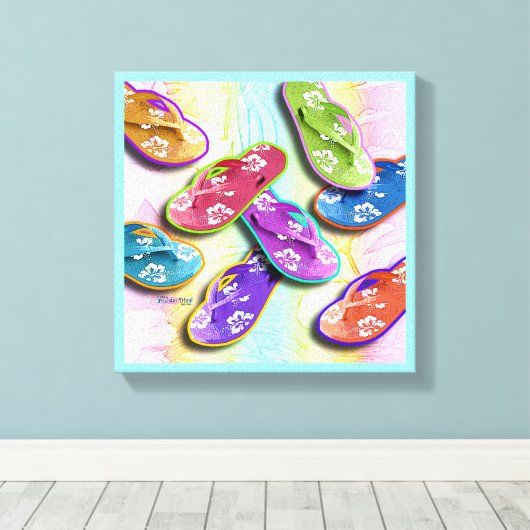 Pop Art FLIP FLOPS Gallery Wrapped Canvas Leinwanddruck (Insitu (Holzboden))