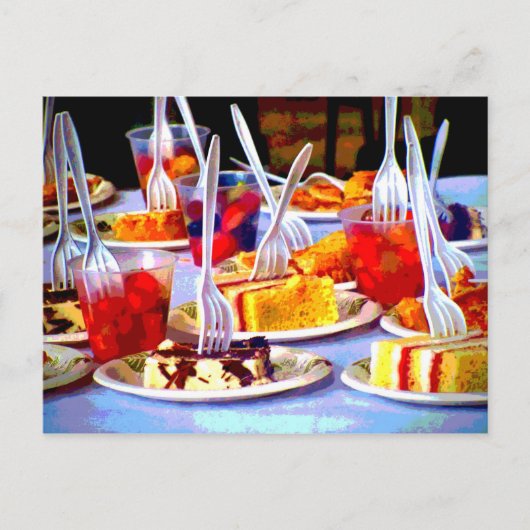 Pop Art Food Desserts Cake Forts farbenfroh Postkarte (Vorderseite)