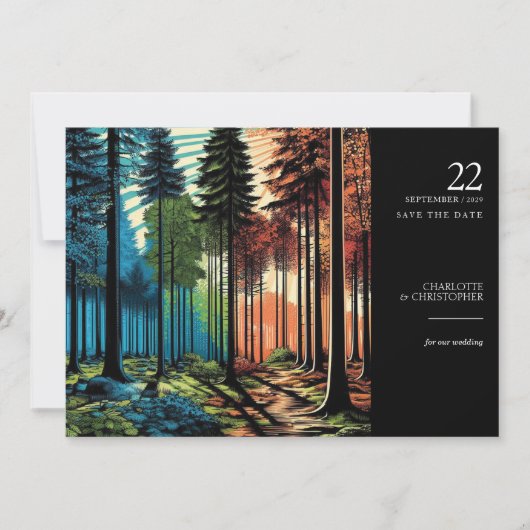 Pop Art Forest Save The Date (Vorderseite)