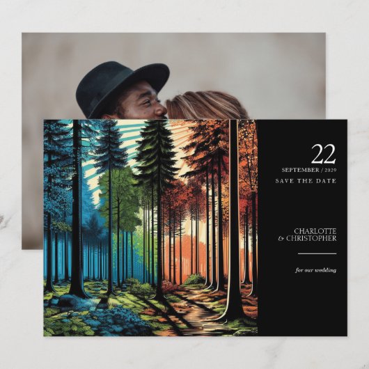 Pop Art Forest Save The Date (Vorne/Hinten)