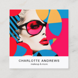 Pop Art Foto Collage Trendy Modern Quadratische Visitenkarte