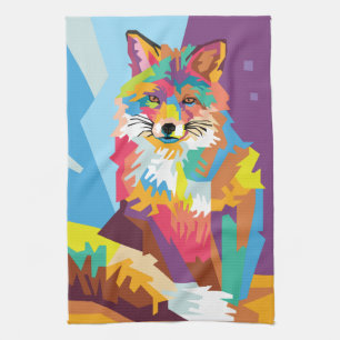 Pop Art Fox Portrait Handtuch