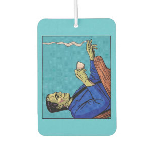 Pop Art Frankenstein-Monster beim Teetrinken im Ha Autolufterfrischer