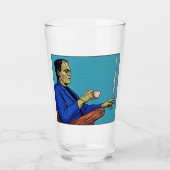 Pop Art Frankenstein Monster Drinking Tea Halftone Glas (Vorderseite)