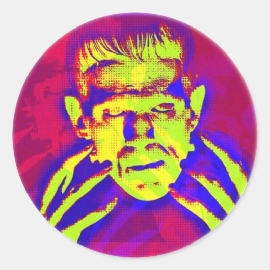 Pop Art Frankenstein Runder Aufkleber (Vorderseite)