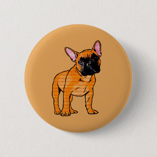 Pop-Art Französischer Bulldogge Fawn Comic-Stil Hu Button