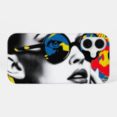 Pop-Art-Frau mit Sonnenbrille iPhone 16 Hülle (Rückseite (Horizontal))