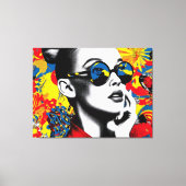 Pop-Art-Frau mit Sonnenbrille Leinwanddruck (Vorderseite)