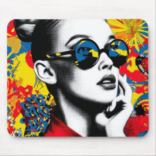 Pop-Art-Frau mit Sonnenbrille Mousepad
