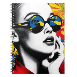 Pop-Art-Frau mit Sonnenbrille Notizblock