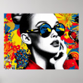 Pop-Art-Frau mit Sonnenbrille Poster (Vorne)