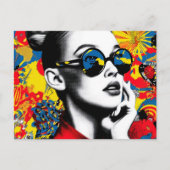 Pop-Art-Frau mit Sonnenbrille Postkarte (Vorderseite)