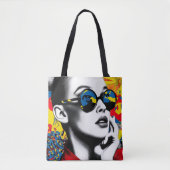 Pop-Art-Frau mit Sonnenbrille Tasche (Vorderseite)