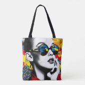 Pop-Art-Frau mit Sonnenbrille Tasche (Rückseite)