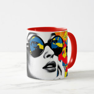 Pop-Art-Frau mit Sonnenbrille Tasse