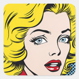 Pop-Art-Frau Quadratischer Aufkleber