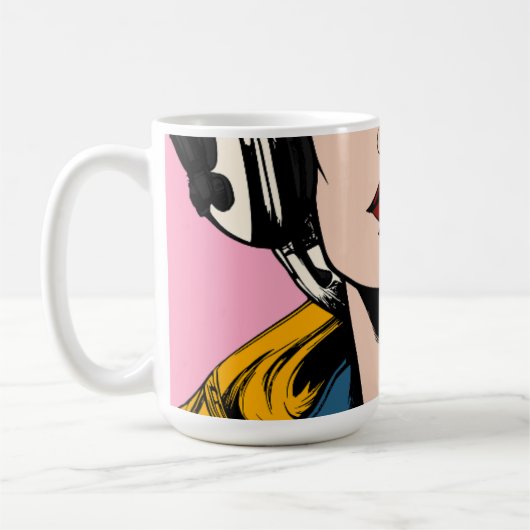 Pop-Art-Frauen-Kaffeetasse – Retro-Comic-Style-Kun Kaffeetasse (Links)