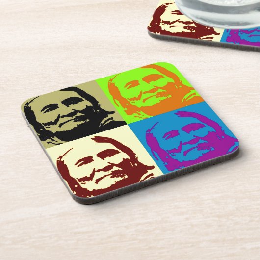 Pop Art Freedom Fighter Geronimo Getränkeuntersetzer (Linke Seite)