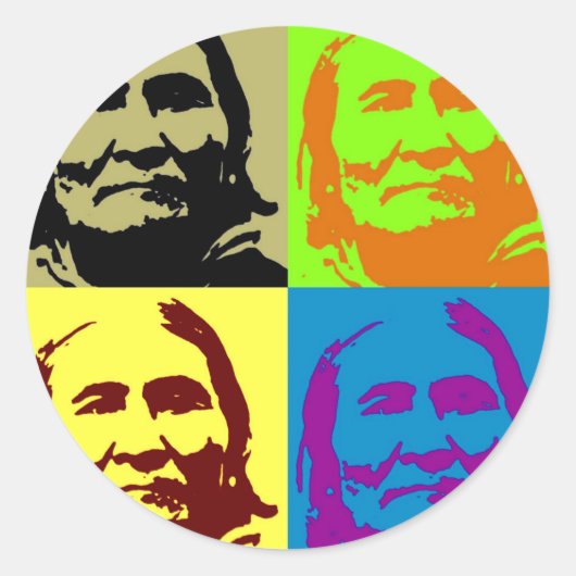 Pop Art Freedom Fighter Geronimo Runder Aufkleber (Vorderseite)