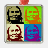 Pop Art Freedom Fighter Geronimo Silbernes Ornament (Vorne)