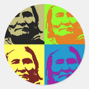 Pop-Art-Freiheitskämpfer Geronimo Runder Aufkleber