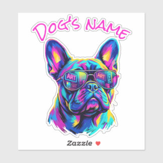 Pop Art French Bulldog NYC Personalized Name Aufkleber