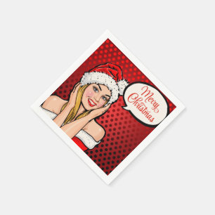 Pop Art Frohe Weihnachtscocktail Napkins Serviette