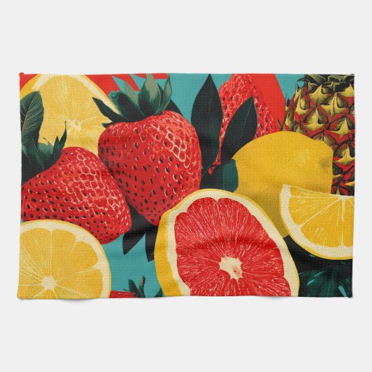 Pop-Art-Fruchtcollage-Illustration Geschirrtuch (Horizontal)
