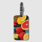 Pop Art Fruit Collage Illustration Gepäckanhänger (Vorderseite Vertikal)