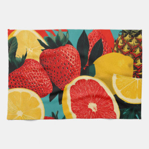 Pop Art Fruit Collage Illustration Geschirrtuch