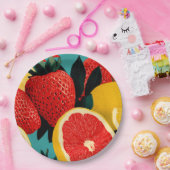 Pop Art Fruit Collage Illustration Pappteller (Party)