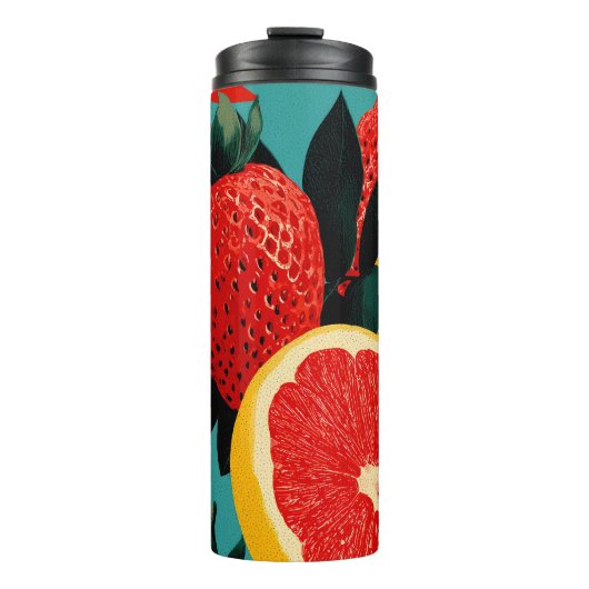 Pop Art Fruit Collage Illustration Thermosbecher (Vorderseite)