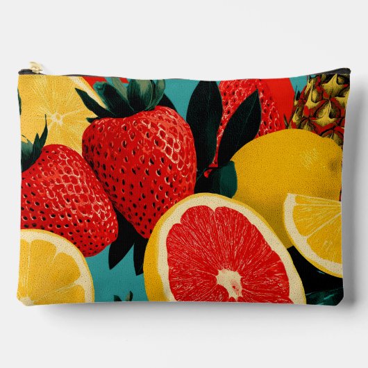 Pop Art Fruit Collage Illustration Zubehörtasche (Vorderseite)