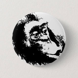 Pop Art Funny Chimpanzee Button