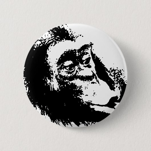 Pop Art Funny Chimpanzee Button (Vorderseite)