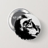 Pop Art Funny Chimpanzee Button (Vorne & Hinten)