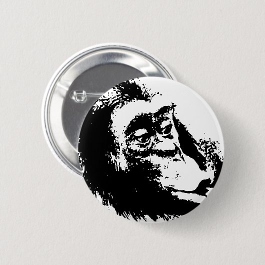 Pop Art Funny Chimpanzee Button (Vorne & Hinten)