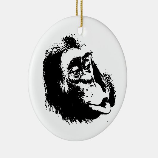 Pop Art Funny Chimpanzee Keramik Ornament (Rechts)