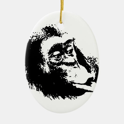 Pop Art Funny Chimpanzee Keramik Ornament (Vorne)