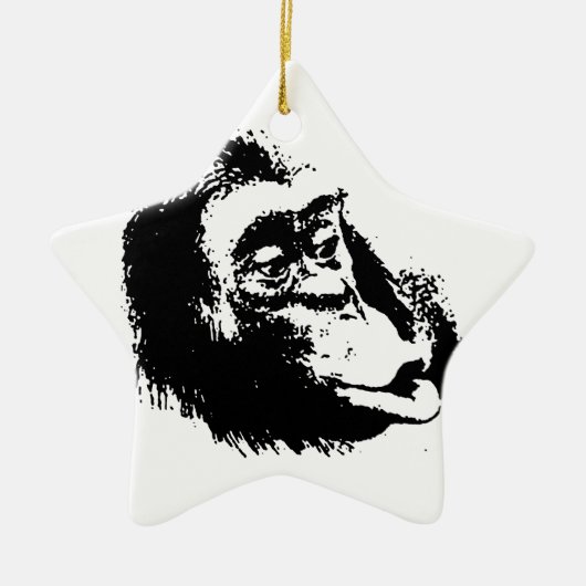 Pop Art Funny Chimpanzee Keramik Ornament (Vorne)