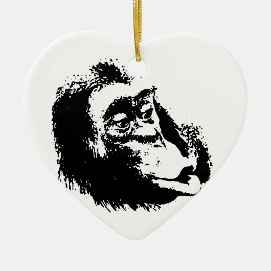 Pop Art Funny Chimpanzee Keramik Ornament (Vorne)