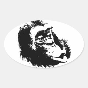 Pop Art Funny Chimpanzee Ovaler Aufkleber