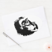 Pop Art Funny Chimpanzee Ovaler Aufkleber (Umschlag)