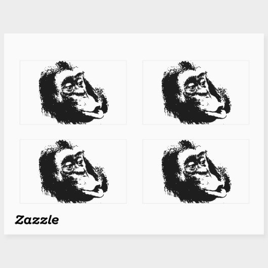 Pop Art Funny Chimpanzee Rechteckiger Aufkleber (Blatt)