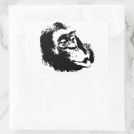 Pop Art Funny Chimpanzee Rechteckiger Aufkleber (Tasche)