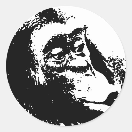 Pop Art Funny Chimpanzee Runder Aufkleber (Vorderseite)