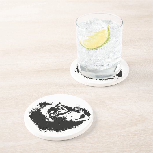 Pop Art Funny Chimpanzee Sandstein Untersetzer (Seite)