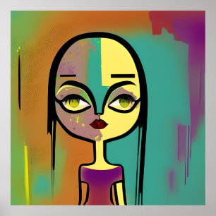 Pop Art Fusion Graffiti Digitale Stile Poster
